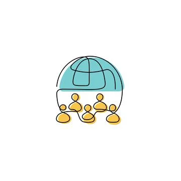 Global communications continuous line vector icon Stock Illustration