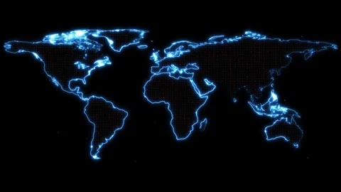 Global communications map grids link international consumer shipping center.. Stock Footage 340998486