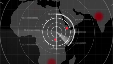 Global communications map grids pinpoint hot tracking data clusters across .. Stock Footage 340998711