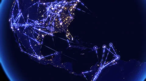 Global communications, network of connections over North and South America. Stock Footage 59329253
