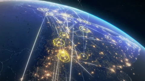 Global communications, network of connections over Europe. Stock Footage 108518277