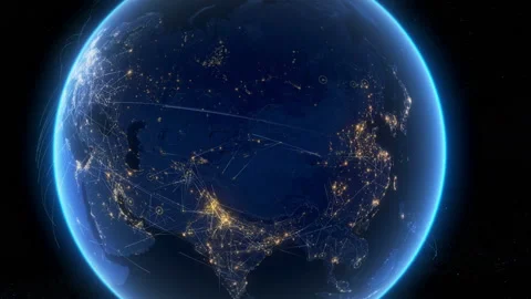 Global communications, network of connections over Asia. Zoom In. Stock Footage 108749314