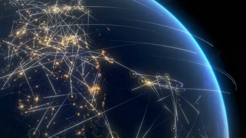 Global communications, network of connections over Asia. Zoom Out. Stock Footage 108755617