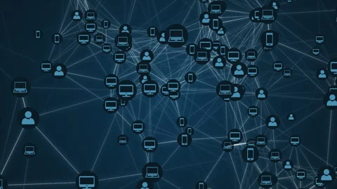 Global communications of technological devices. Animated background Stock Footage 243685966
