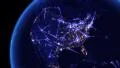 Global communications through the network of connections over North America. 4k or 4k+ Resolution