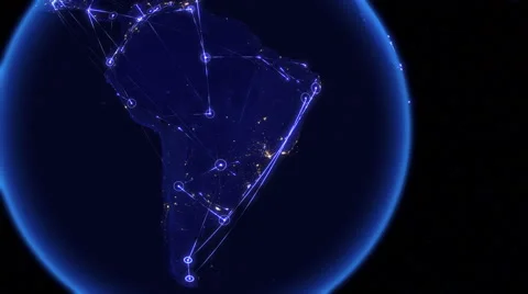 Global communications through the network of connections over South America. Stock Footage 59315716
