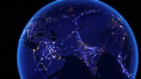 Global communications through the network of connections over Asia. Stock Footage 59326057