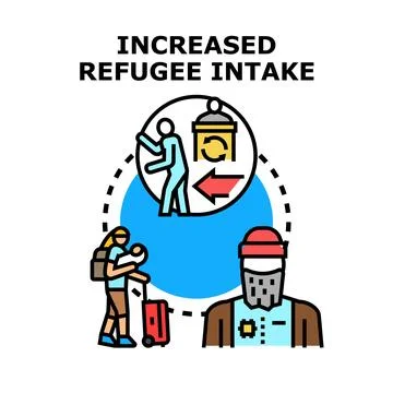 Global community managing increased refugee intake and migration Stock Illustration