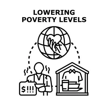 Global community support lowering poverty levels concept Stock Illustration