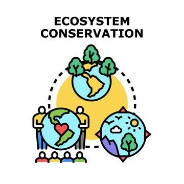 Global community working on ecosystem conservation for planet earth Stock Illustration