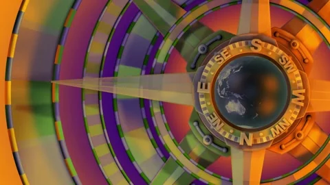 Global Compass Rose, Cardinal points. Digital illustration of compass with .. Stock Footage 257870115