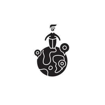 Global competence black vector concept icon. Global competence flat illustration Illustrazione stock