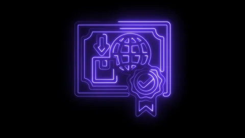Global compliance certification with neon style glowing effect and universal Stock Footage 330784539