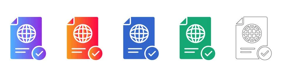 Global Compliance Document Icon Set Illustrazione stock