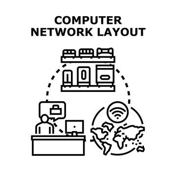 Global computer network infrastructure connecting data and people Stock Illustration