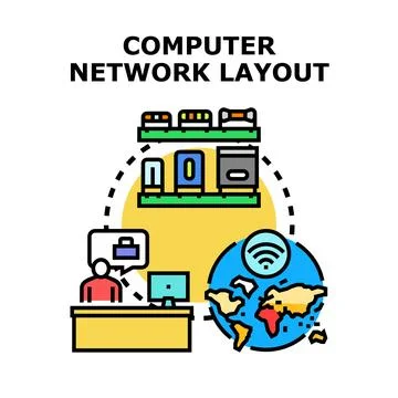 Global computer network infrastructure connecting data and people Illustrazione stock