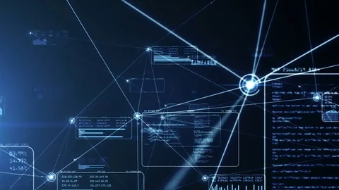 Global Computer Network. Software source code and program data. 4K Stock Footage