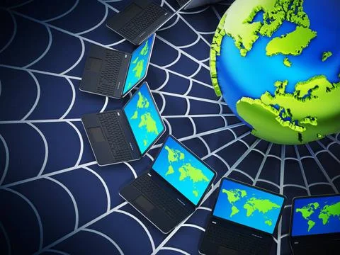 Global computer network with a spider web Global computer network with a s... Foto stock