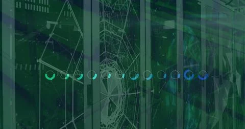 The global computer network technology concept, with icons and data processing Stock Photos