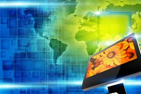 Global computer technology illustration. cool hi-tech background with modern Stock Illustration
