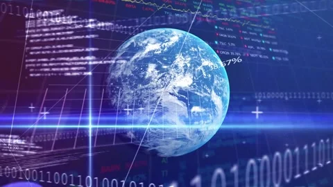 Global computing concept shown through animation of data over a globe. Stock Footage 316519834