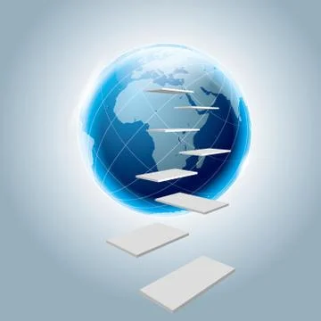 Global concept design, vector drawing earth.Isolated over grey background. Illustrazione stock