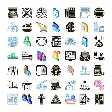 Global concepts collage presenting business, social and lifestyle icons Ilustração Stock