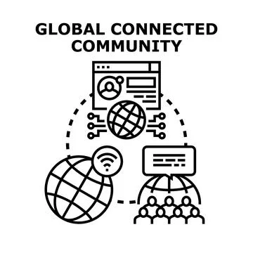 Global connected community creating online network イラスト素材