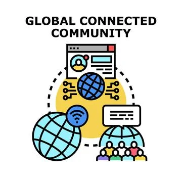 Global connected community creating online network Stock Illustration