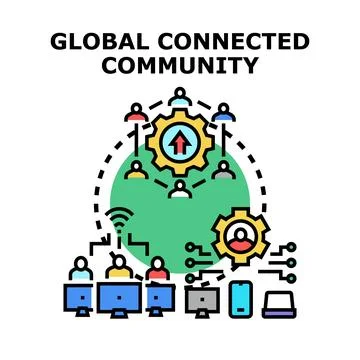 Global connected community network collaboration concept Illustrazione stock