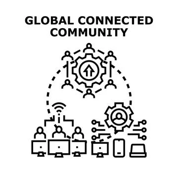 Global connected community network collaboration concept Stock Illustration