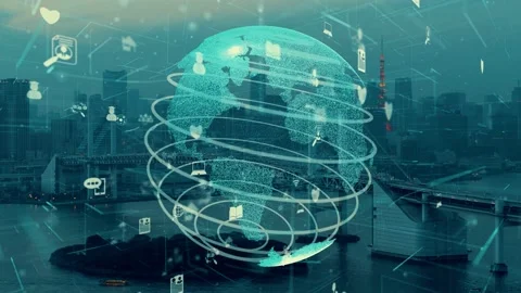 Global connection and the internet network modernization in smart city Stock Footage 148030677