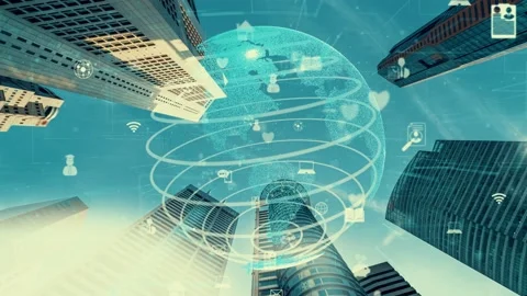 Global connection and the internet network modernization in smart city Stock Footage 152545331