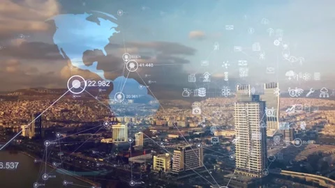 Global connection and the internet network modernization in smart city . Concept Stock Footage 194626669