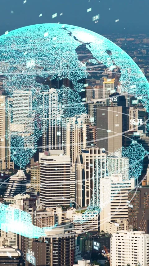 Global connection and the internet network modernization in smart city Stock Footage 286262646