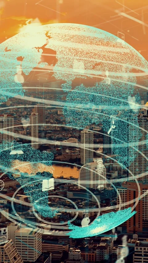 Global connection and the internet network modernization in smart city Stock Footage 287241685