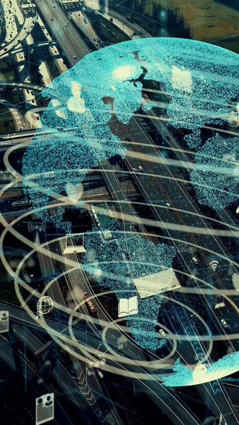 Global connection and internet network modernization in smart city Stock Footage 288368511