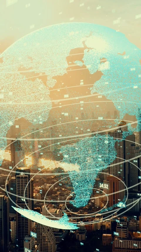 Global connection and the internet network modernization in smart city Stock Footage 289308662