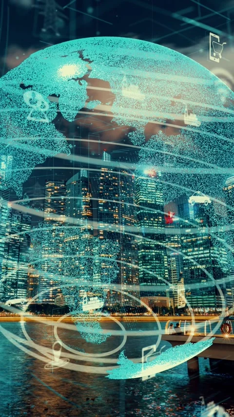 Global connection and the internet network modernization in smart city Stock Footage 289309260