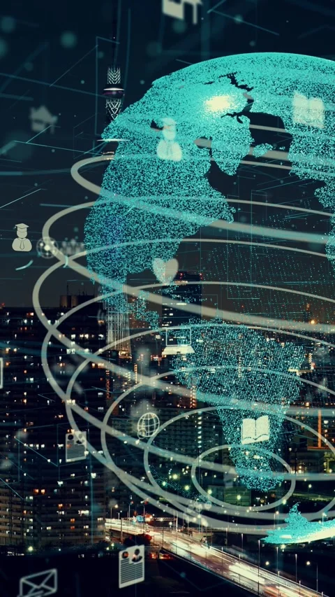 Global connection and the internet network modernization in smart city Stock Footage 290201108