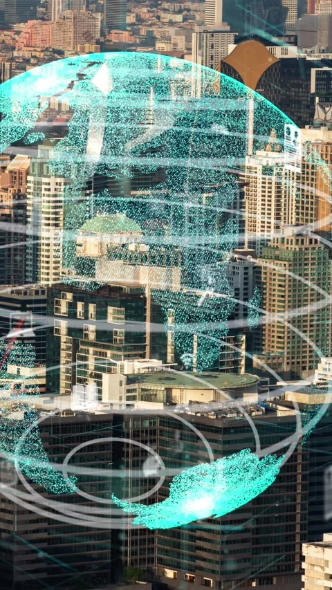 Global connection and the internet network modernization in smart city Stock Footage 290261274