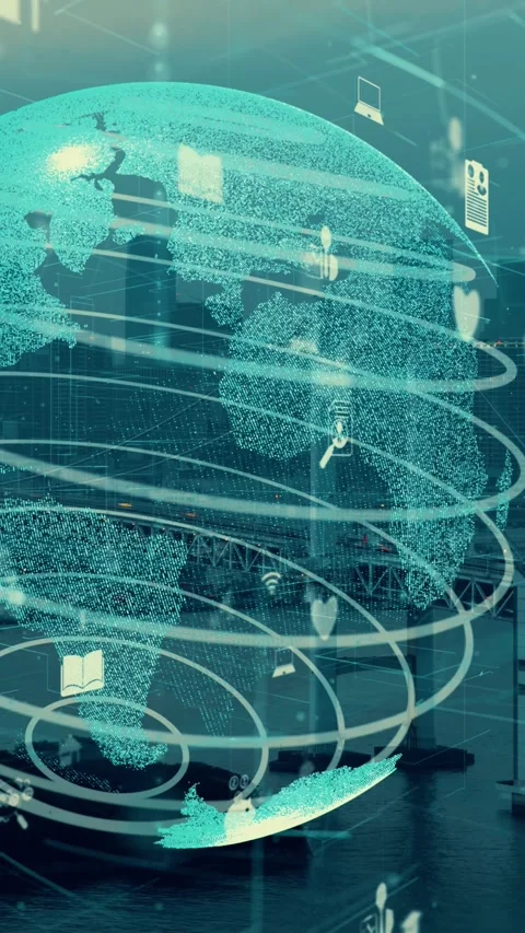 Global connection and the internet network modernization in smart city Stock Footage 292037161