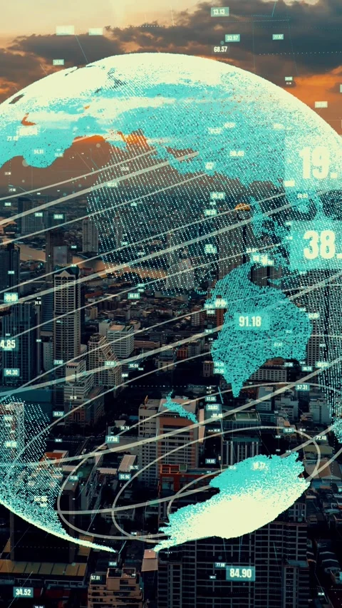 Global connection and the internet network modernization in smart city Stock Footage 292470910