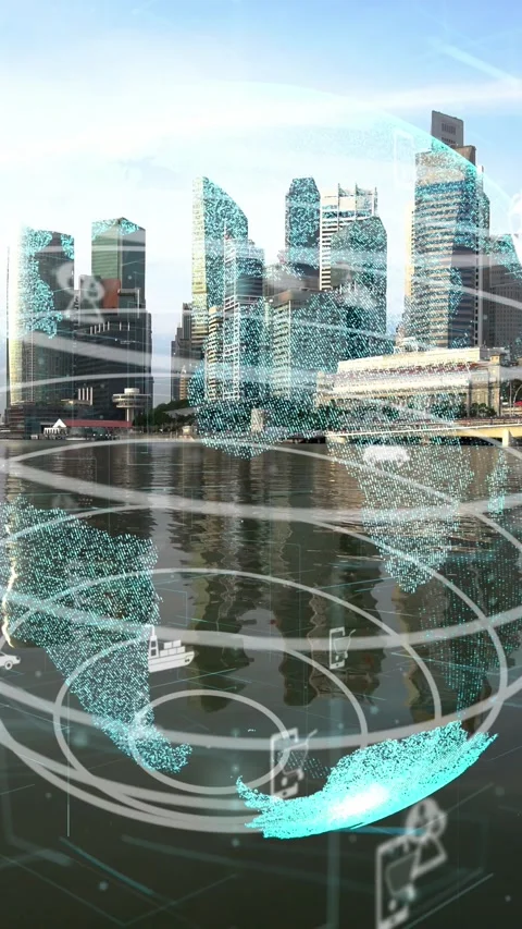 Global connection and the internet network modernization in smart city Stock Footage 293714459