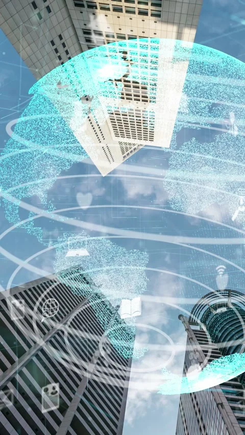 Global connection and the internet network modernization in smart city Stock Footage 293996190