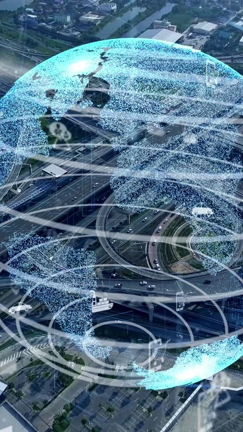 Global connection and traffic modernization in smart city Stock Footage 288870574