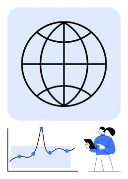 Global Connection with Data Analysis and Professional Insight Stock Illustration