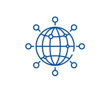 Global connection line icon concept. Global connection flat vector symbol, sign Stock Illustration