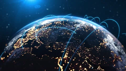 Global Connection Lines - Crypto Exchange. Network Data Transfer Over Earth Stock Footage 312749780