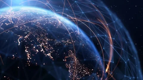Global Connection Lines. Earth Network Data Transfer. Futuristic AI Technology Stock Footage 331033591